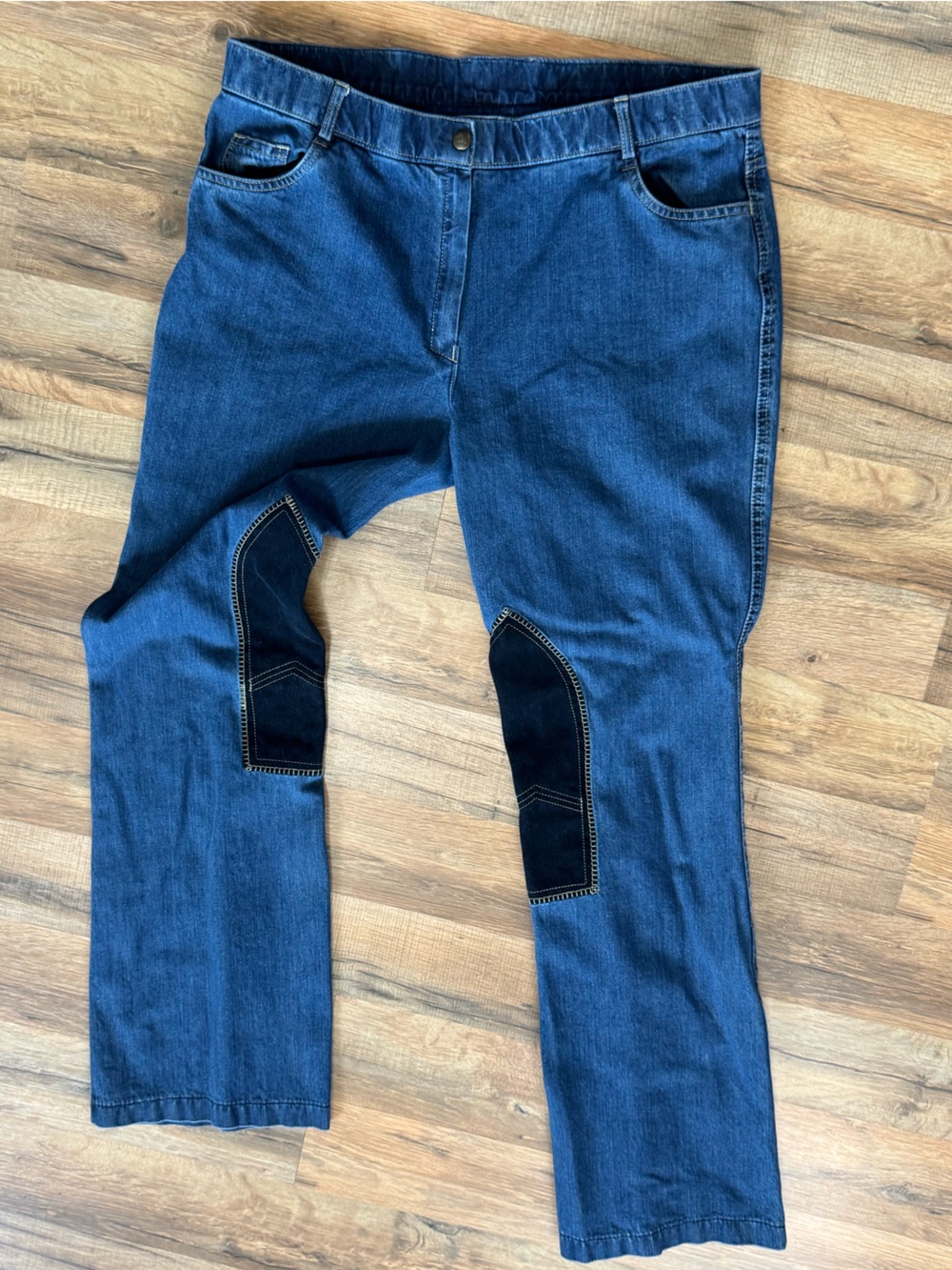 Ovation Denim Riding Pants Breeches Knee Patch Equestrian Jeans Blue Size 36R